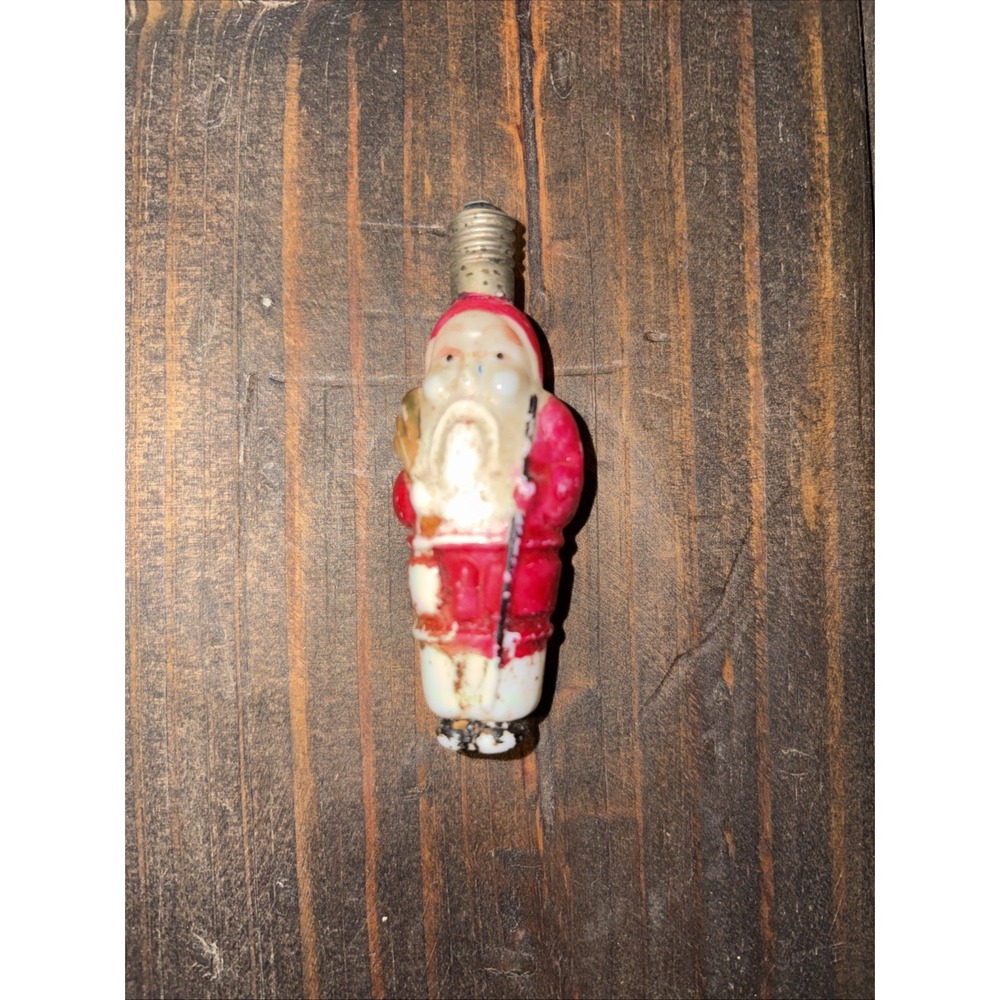 Vintage antique santa light bulb Milk Glass Painted, Christmas,